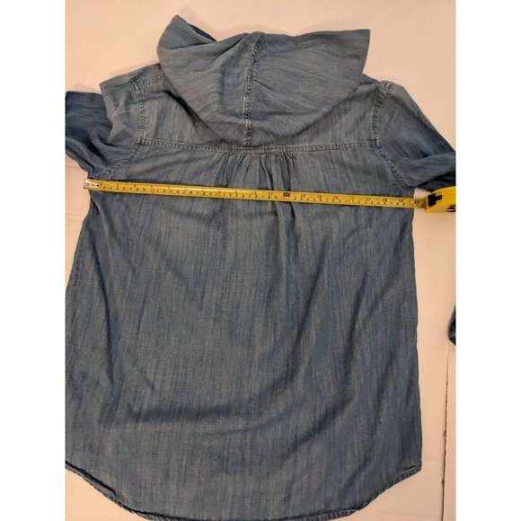 WOMENS VOLCOM AMONG US LONG SLEEVE Denim washed blue button up cotton size M - Picture 7 of 8